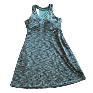 MPG Sport Active Dress Women Large Teal Blue Zigzag Built-in Bra Racerback